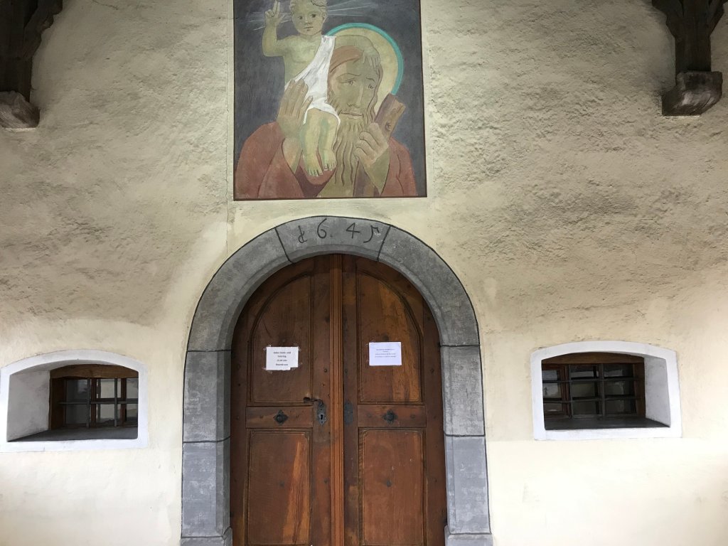 Loretokapelle, Lustenau, Portal mit Hl. Christophorus