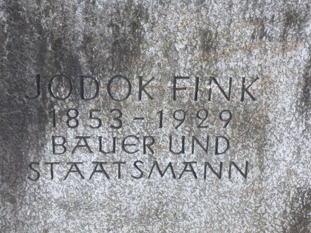 Jodok-Fink-Denkmal, Inschrift